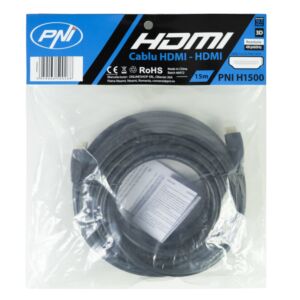 PNI H1500 High-Speed 1.4V HDMI-kabel, plug-in, Ethernet, verguld, 15m
