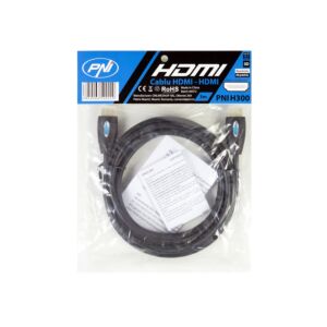 PNI H300 High-Speed 1.4V HDMI-kabel, plug-in, Ethernet, verguld, 3m