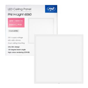 LED paneel PNI H-Light 6060 48W, 600x600mm, 4800lm, 6400K, binnen, inbouw