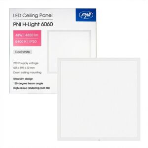 LED paneel PNI H-Light 6060 48W, 600x600mm, 4800lm, 6400K, binnen, inbouw