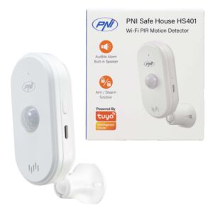 PNI SafeHouse HS401 PIR bewegingssensor met Wi-Fi, compatibel met Tuya-app, 80dB hoorbaar alarm, ingebouwde luidspreker