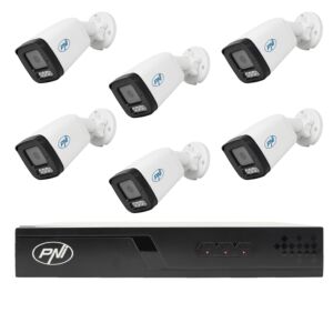 Videobewakingspakket met 6 camera's en 20 meter kabels inbegrepen
