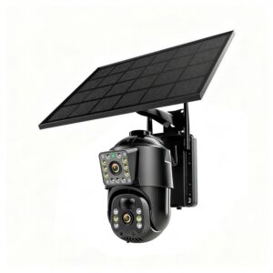 IP976S GSM 4G AOV videobewakingscamera, PTZ, dubbele lens 3MP + 3MP, 6,5W zonnepaneel, 8000mAh blokbatterij, Ca app
