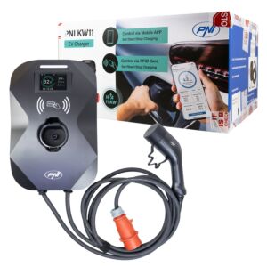 PNI KW11 laadstation, 16A, 11KW, voor elektrische auto's, 85V - 415V, driefasig, Type 2 kabel en 7-pins connector