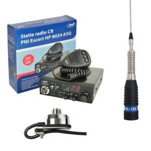 CB PNI ESCORT HP 8024 ASQ-radiostation + CB PNI ML160-antenne met T941-ondersteuning