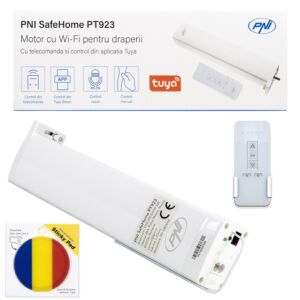 Slimme motor voor gordijnen, PNI SafeHome PT923 WiFi-gordijnen met zelfklevende vlaggetjes inbegrepen.