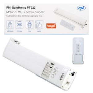 Slimme motor voor gordijnen, PNI SafeHome PT923 WiFi gordijnen, met meegeleverde afstandsbediening, aangestuurd met de Tuya applicatie 