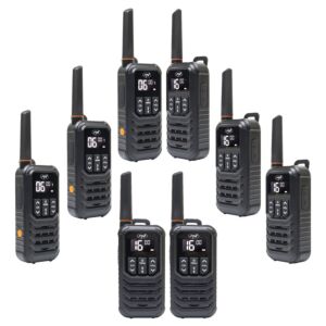 Kit van 8 draagbare radiostations PNI PMR R80 PRO 0,5W, 16 kanalen, waterdicht IP67, met LED-zaklamp, SOS-knop, VOX, USB-C