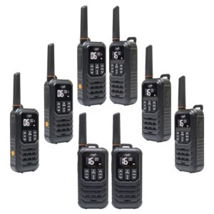 Kit van 8 draagbare radiostations PNI PMR R80 PRO 0,5W, 16 kanalen, waterdicht IP67, met LED-zaklamp, SOS-knop, VOX, USB-C