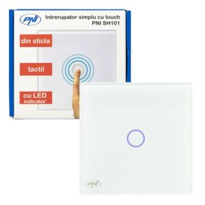 Eenvoudige schakelaar met PNI SH101 glas-touch, wit met LED-indicator