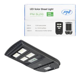 PNI SL210 6.5W straatlantaarnlamp met ingebouwd zonnepaneel 10W, 6500K, 1000lm, 2 x ingebouwde 10Ah-batterij,