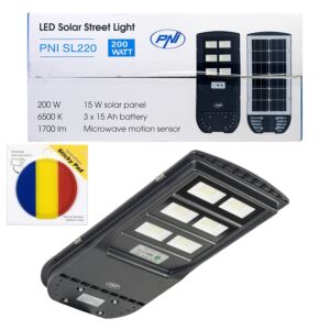 Pakket PNI SL220 200W straatverlichting met ingebouwd zonnepaneel + cadeau sticky pad-vlag