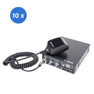 Bax met 10bc CB-radiostation CRT S Mini Dual Voltage, 12/24V, 4W, met ASQ, AM-FM