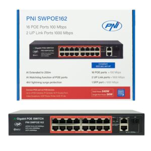 SWPOE162 POE PNI-switch met 16 POE-poorten en 2 1000Mbps-poorten