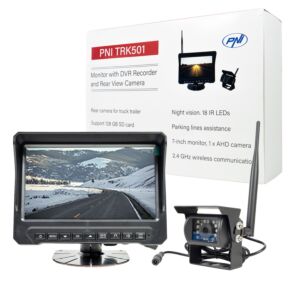 PNI TRK501 Draadloze LCD achteruitrijcamera en monitor met DVR-functie, Micro SD-kaartsleuf, IR-LED's, voor vrachtwagen