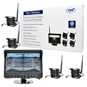 PNI TRK504 draadloze videobewakingskit voor vrachtwagen DVR met LCD-monitor en 4 camera's