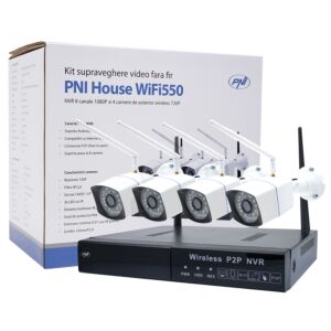 PNI House WiFi550 NVR videobewakingsset en 4 draadloze camera's, 1.0MP