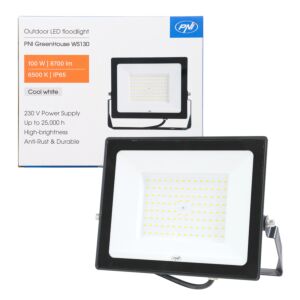 LED-reflector PNI GreenHouse WS130 100 W, voeding 230 V, 8700 lm, 6500 K, IP65