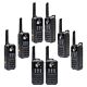Kit van 8 draagbare radiostations PNI PMR R80 PRO 0,5W, 16 kanalen, waterdicht IP67, met LED-zaklamp, SOS-knop, VOX, USB-C