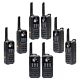 Kit van 8 draagbare radiostations PNI PMR R80 PRO 0,5W, 16 kanalen, waterdicht IP67, met LED-zaklamp, SOS-knop, VOX, USB-C