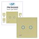Dubbele schakelaar met touch PNI SH202G van glas, goud met LED-indicator, goudkleur