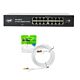 PNI SW016 Switchpakket, 16 x 10/100/1000 Mbps, Gigabit, metalen behuizing en 1,5 m CAT8 patchkabel PNI U8015W